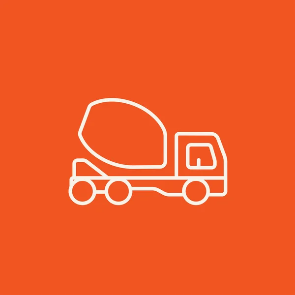 Betonnen mixer truck lijn pictogram. — Stockvector