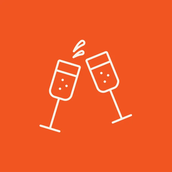 Dos copas de icono de línea champaign . — Vector de stock