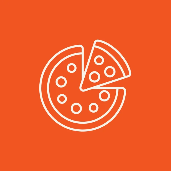 Pizza entera con icono de línea de rebanada . — Vector de stock