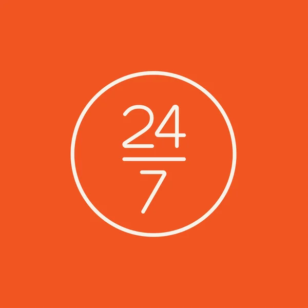 Ouvert 24 heures et 7 jours dans Wheek icône de ligne de signe . — Image vectorielle