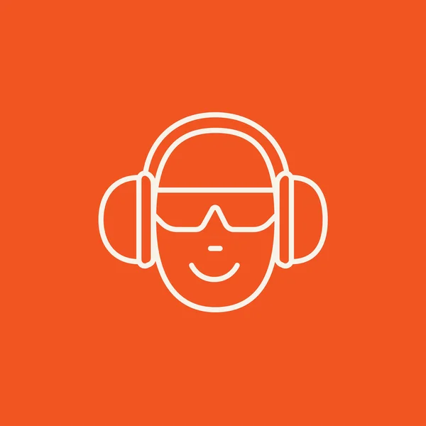 Man in headphones line icon. — Stock Vector