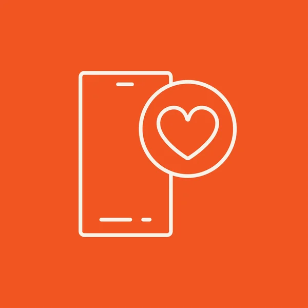 Smartphone with heart sign line icon. — Stock Vector