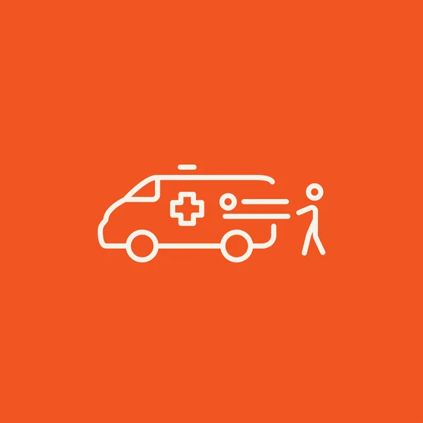 Homme avec patient et ambulance icône de ligne de voiture . — Image vectorielle