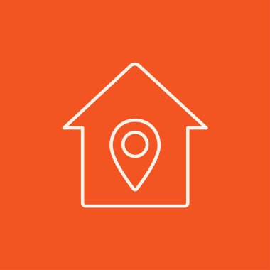 House with pointer line icon.