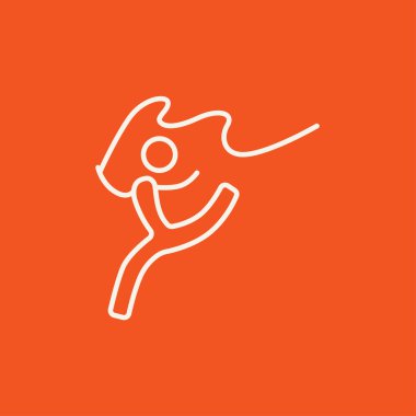 Jimnastikçi ile bant satırı simgesi.