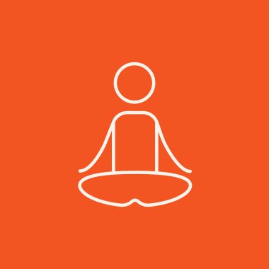 Lotus poz çizgisi simgesinde meditasyon adam.