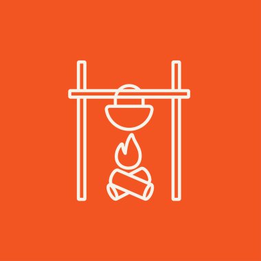 Kazan kamp ateşi satırı simgesi üzerinde pişirme.