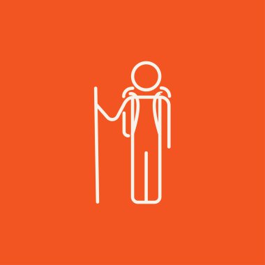 Turist backpacker satırı simgesi.