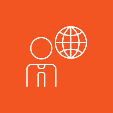 Küre satırı simgesi olan adam.