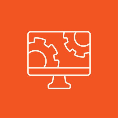 Bilgisayar monitörü gears ile satır simgesi.