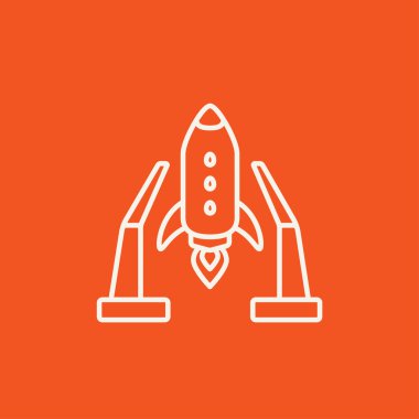 Uzay mekiği üzerinde kalkış alanı satırı simgesi.