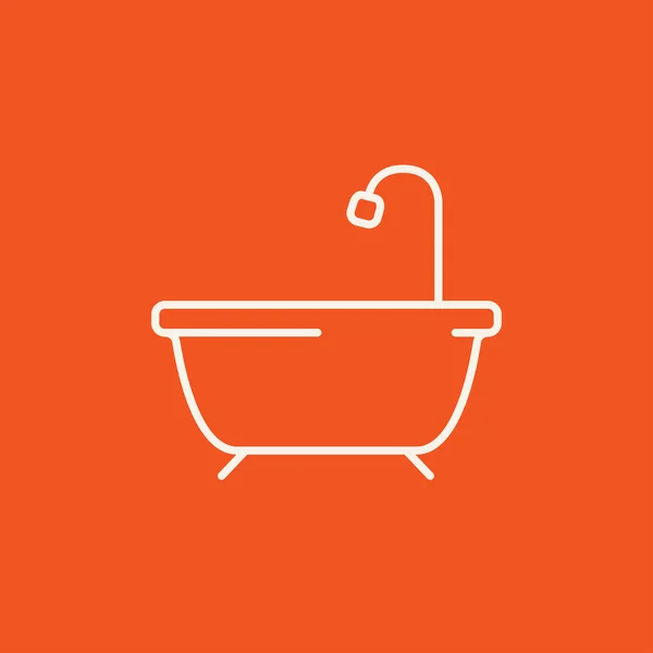 Vasca da bagno con icona linea doccia. — Vettoriale Stock