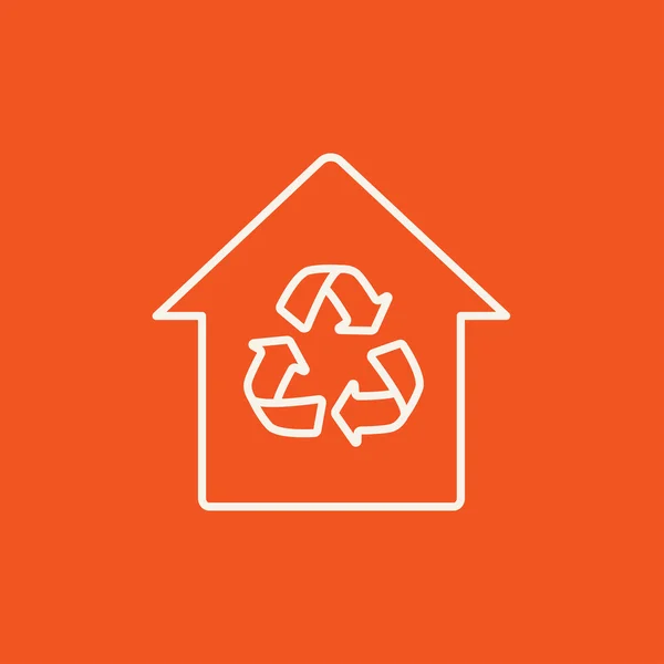 Casa con icono de línea de símbolo de reciclaje . — Vector de stock