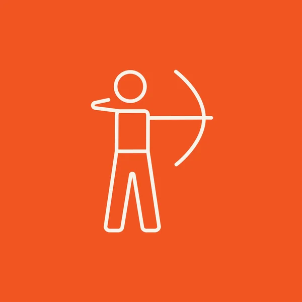 Archer training met boog lijn pictogram. — Stockvector