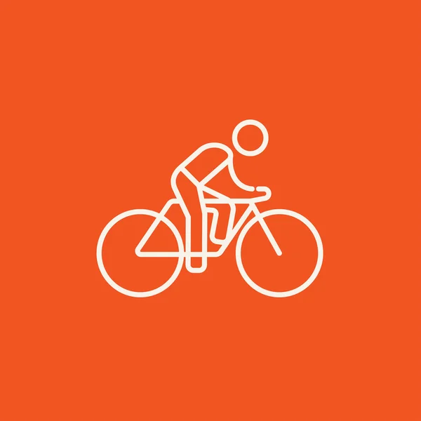Man rijden fiets lijn pictogram. — Stockvector