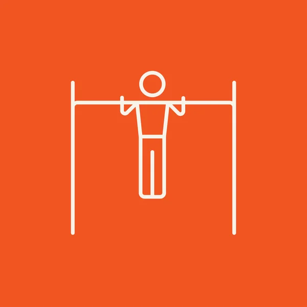 Упражнения гимнаста на иконке линии бара . — стоковый вектор