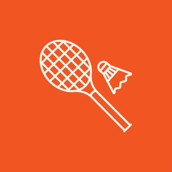 Shuttle en badminton racket lijn pictogram. — Stockvector