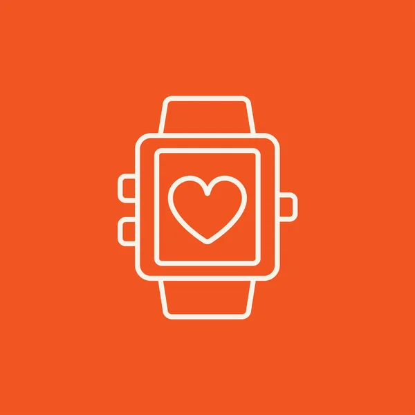 Smartwatch avec icône de ligne de signe cardiaque . — Image vectorielle