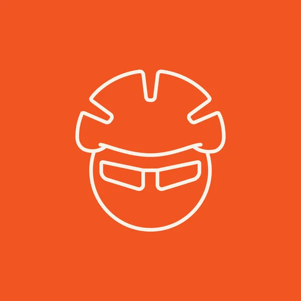 Hombre en casco de bicicleta y gafas icono de línea . — Archivo Imágenes Vectoriales