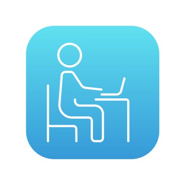 Onun laptop satırı kutsal kişilerin resmi vasıl çalışma iş adamı.