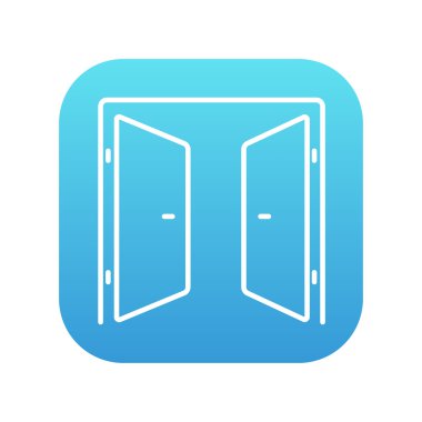 Open doors line icon.