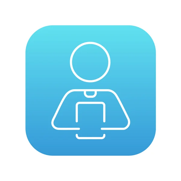 Man holding digital tablet line icon. — ストックベクタ