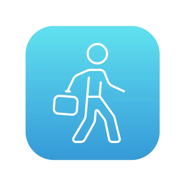 Businessman walking with briefcase line icon. — Stock Vector