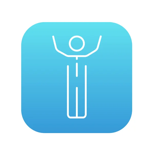 Man with raised arms line icon. — Stock vektor