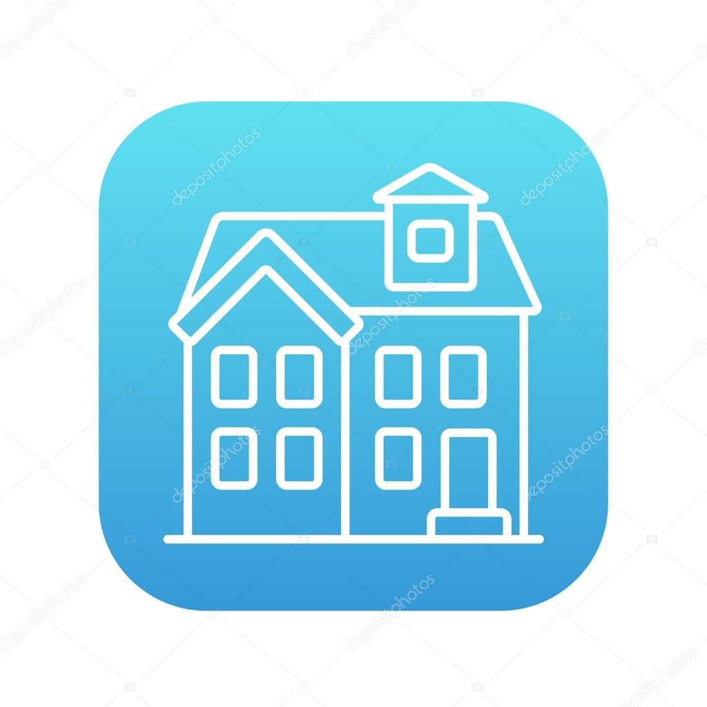Two storey detached house line icon.