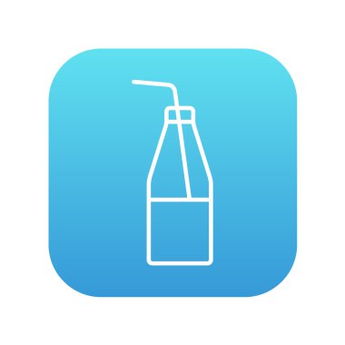 Cam şişe içme ile saman satırı simgesi.