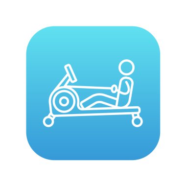 Spor salonu aparatı satırı simgesi ile egzersiz adam.