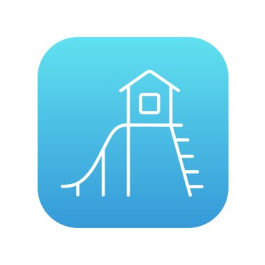 Playhouse with slide line icon.