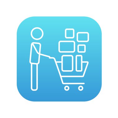 Adam alışveriş sepeti satırı simgesi itmek.