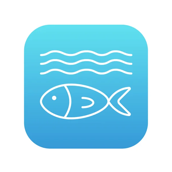 Fish under water line icon. — Stock Vector