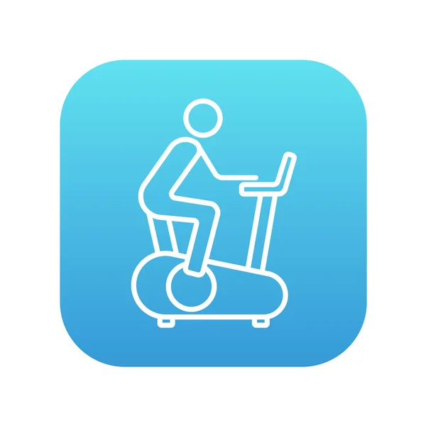 Man training on exercise bike line icon. — Stock Vector