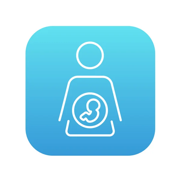 Baby fetus in mother womb line icon. — Stock Vector