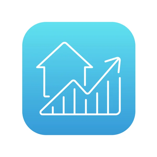 Graph of real estate prices growth line icon. — Stock vektor