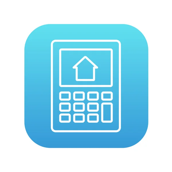 Calculadora con casa en el icono de la línea de visualización . — Vector de stock