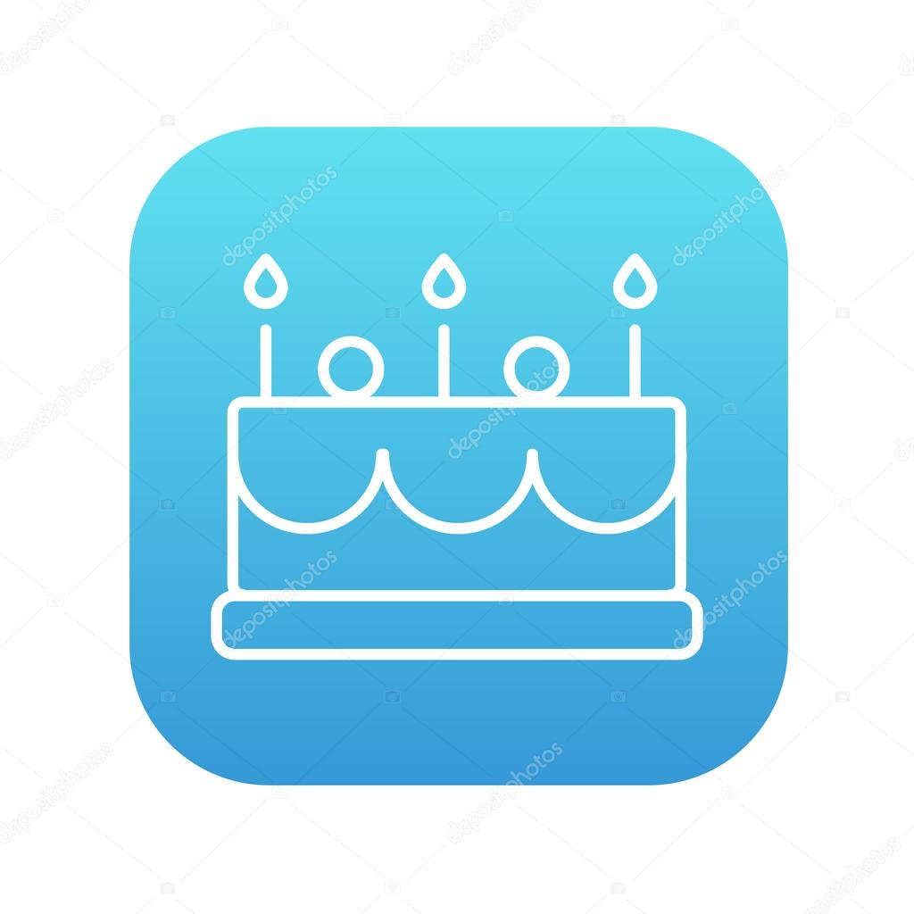 Birthday cake with candles line icon.