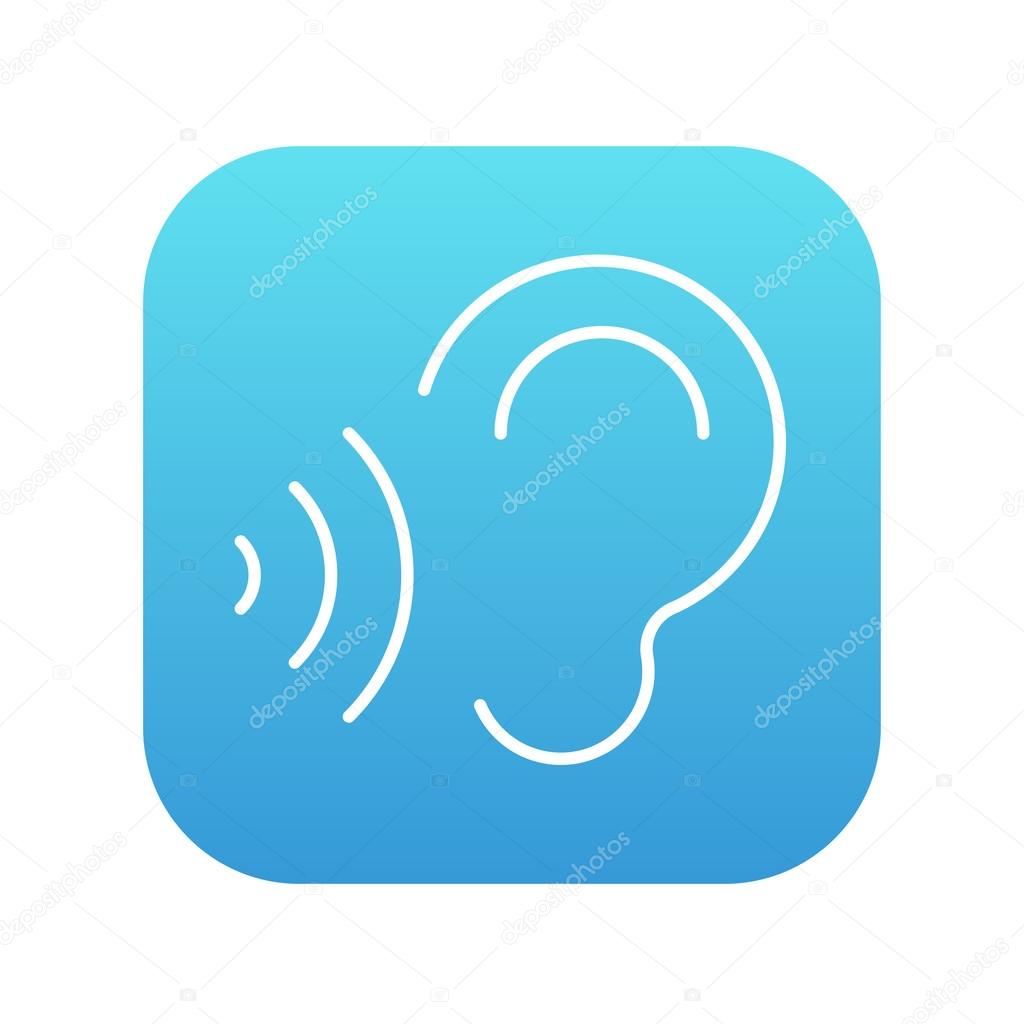 Ear and sound waves line icon.