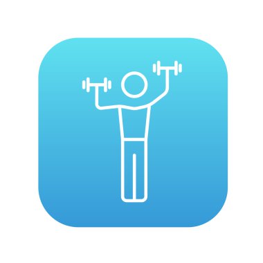 Egzersiz halter satırı simgesi ile adam.