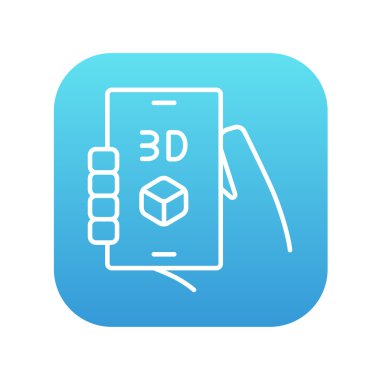 Smartphone ile üç D kutusu satırı simgesi.
