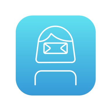 Sanal gerçeklik kulaklık satırı simgesi giyen kadın.