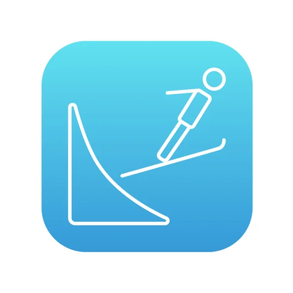 Ícone de linha de salto de esqui. — Vetor de Stock