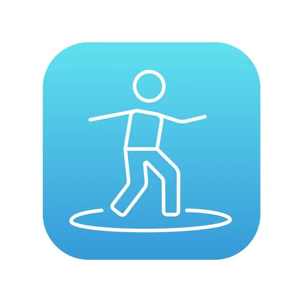 Male surfer riding on surfboard line icon. — Stock Vector