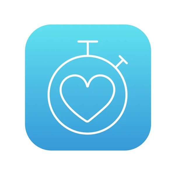 Chronomètre avec icône de ligne de signe cardiaque . — Image vectorielle