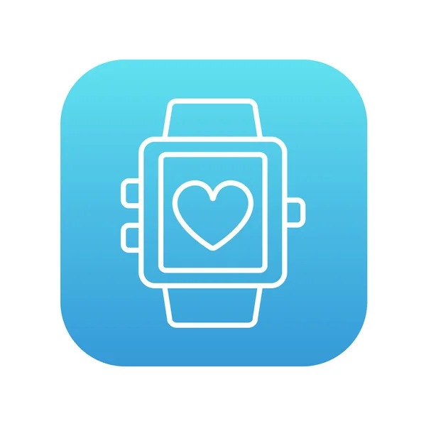 Smartwatch avec icône de ligne de signe cardiaque . — Image vectorielle