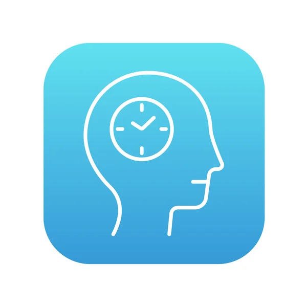 Human head with clock line icon. — Stock Vector