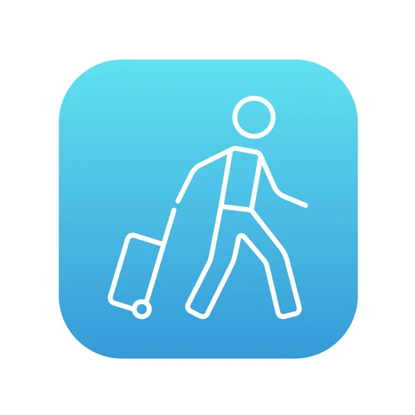 Man with suitcase line icon. — Stock Vector
