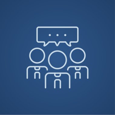 İnsanlarla konuşma kare üzerinde onların kafaları satırı simgesi.